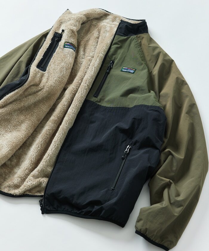 🇯🇵 FREAK'S STORE 2WAY 雙面穿 尼龍抓絨外套 夾克 內裡絨毛 立領 多拉鍊 多口袋 撞色 / 預購