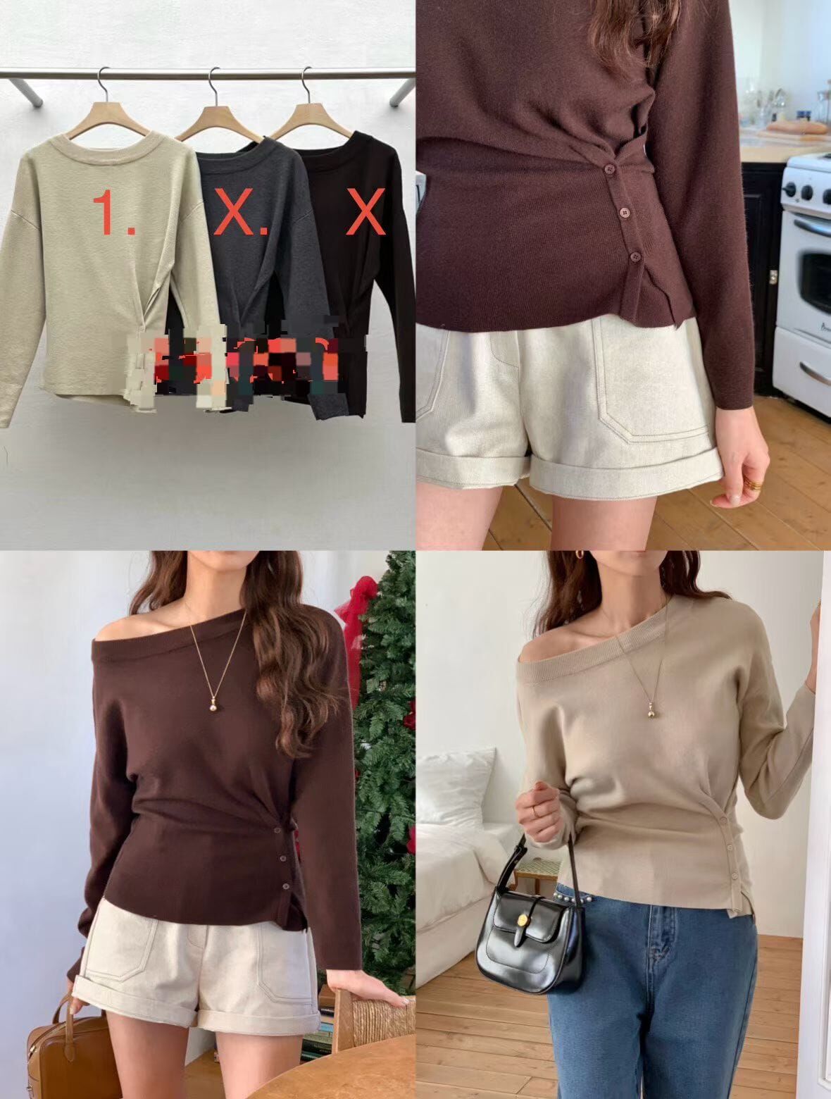 RE5413 側腰排扣露肩上衣 *特價* (優惠碼同充值購物金不適用)