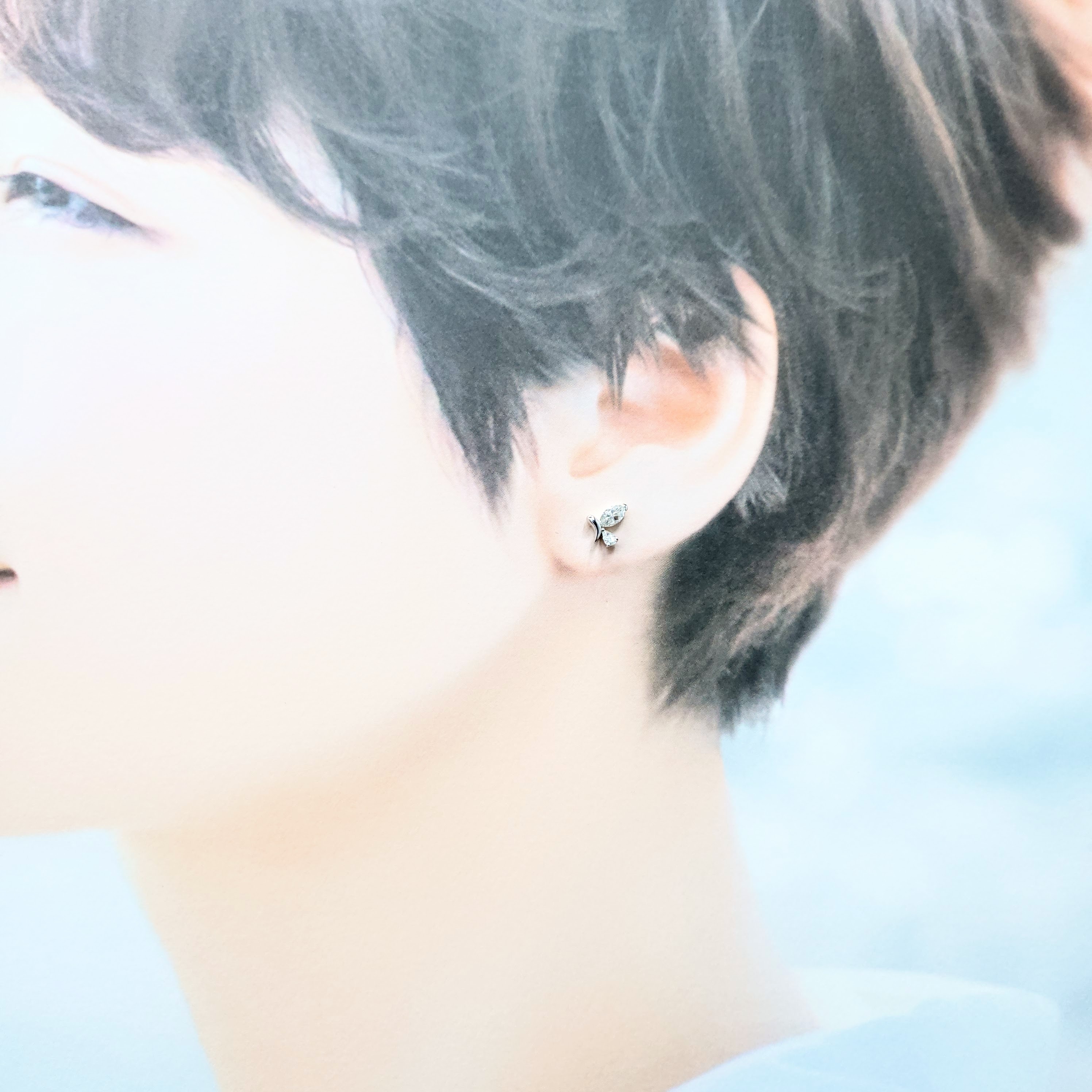 全新18K白金49份鑽石耳環