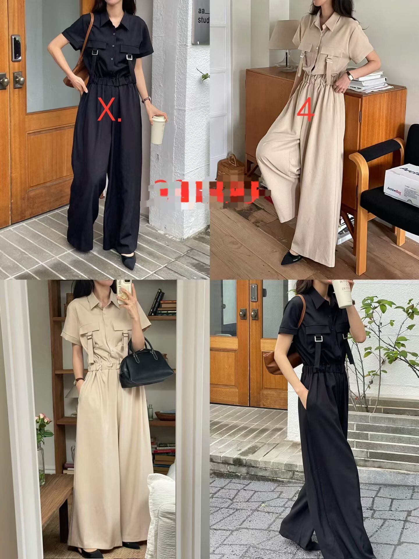 RE5417 Polo領橡筋腰連身褲 *特價* (優惠碼同充值購物金不適用)