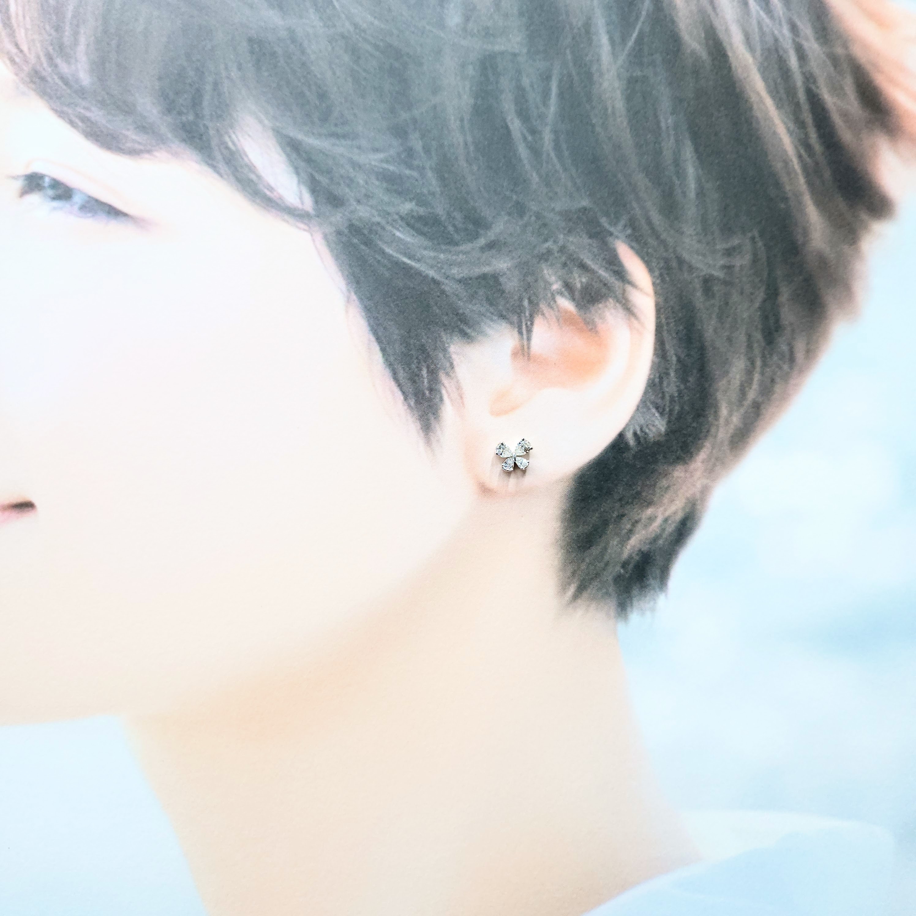 全新18K白金77份鑽石耳環