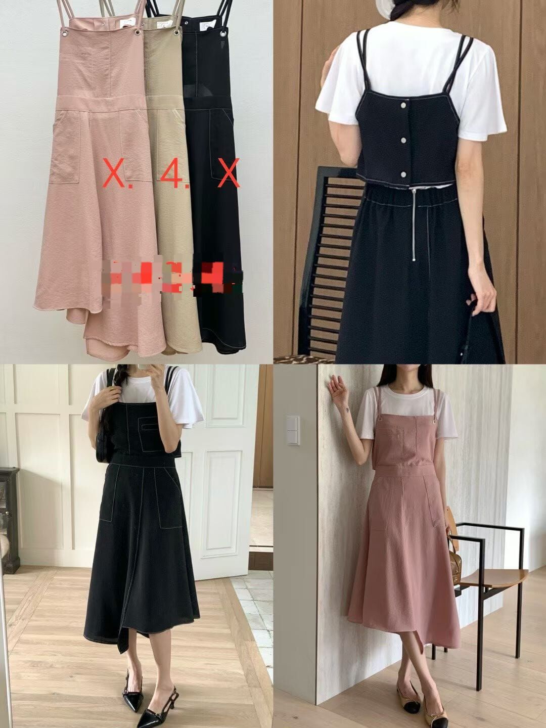 RE5418 吊帶方領不規則下擺連身裙 *特價* (優惠碼同充值購物金不適用)