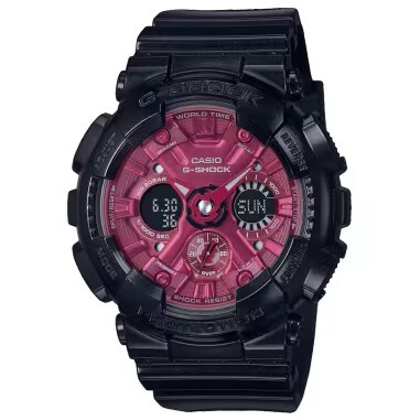 【CASIO 卡西歐】 G-SHOCK 立體金屬錶面 金屬光澤時尚小巧思 耐衝擊數位雙顯 手錶 GMA-S120RB-1A