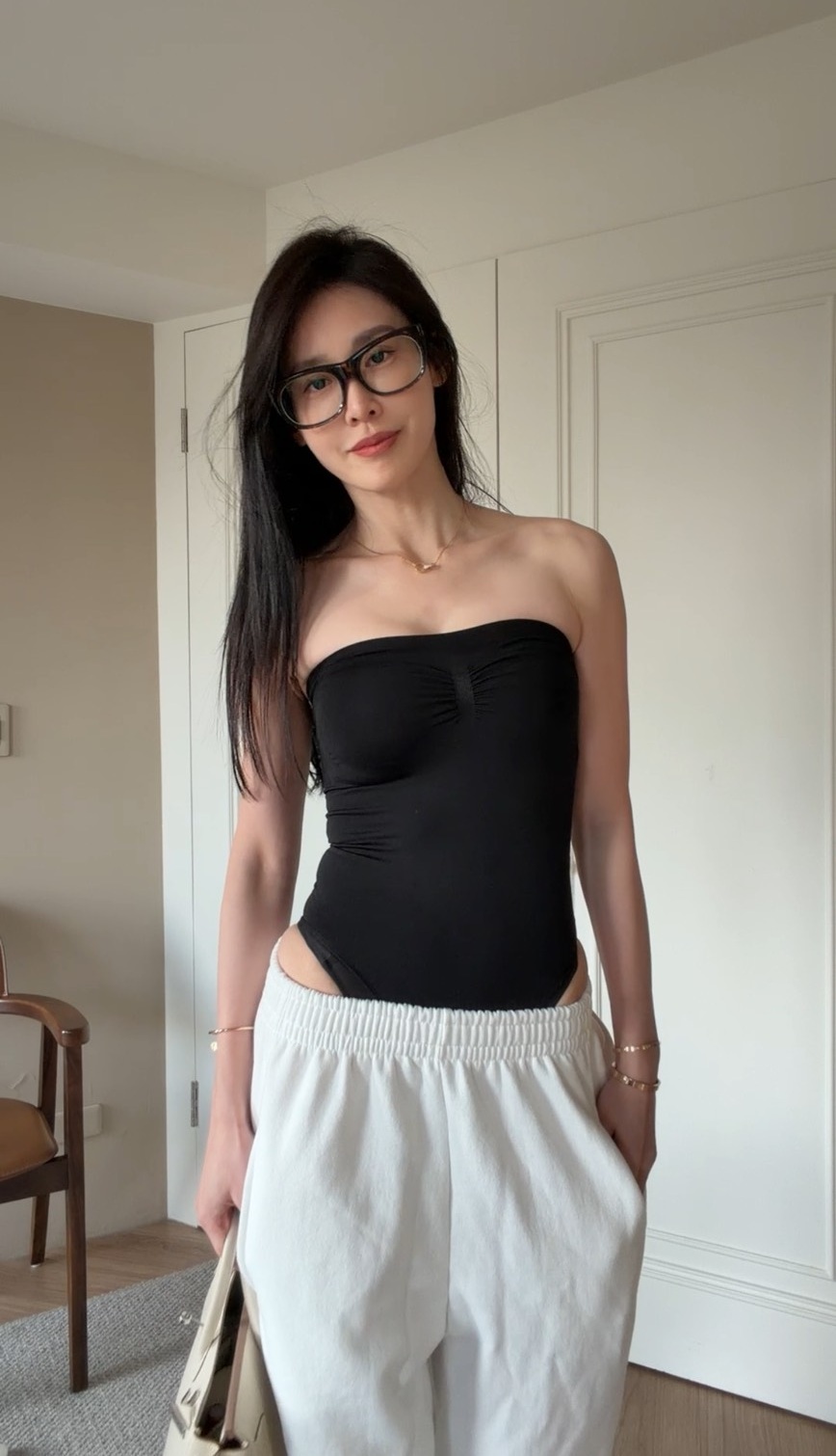 平口高彈性連體衣