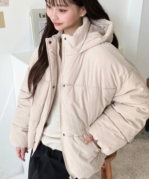 【Luxury】 預購 moment+ 日本限定 羽絨外套口袋連帽抗寒款 澎澎羽絨外套 黑白米 三色可選