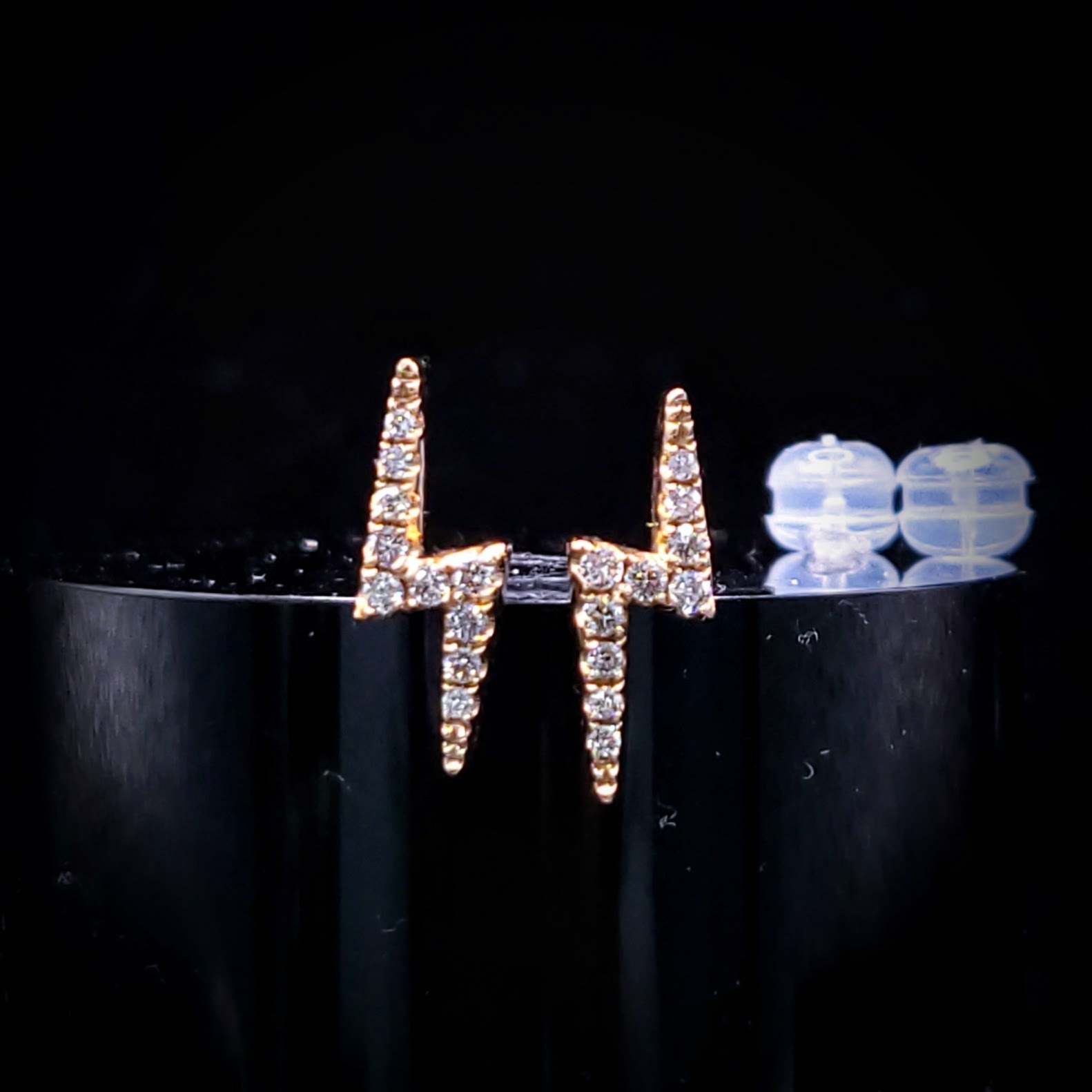 全新18K玫瑰金27份鑽石耳環