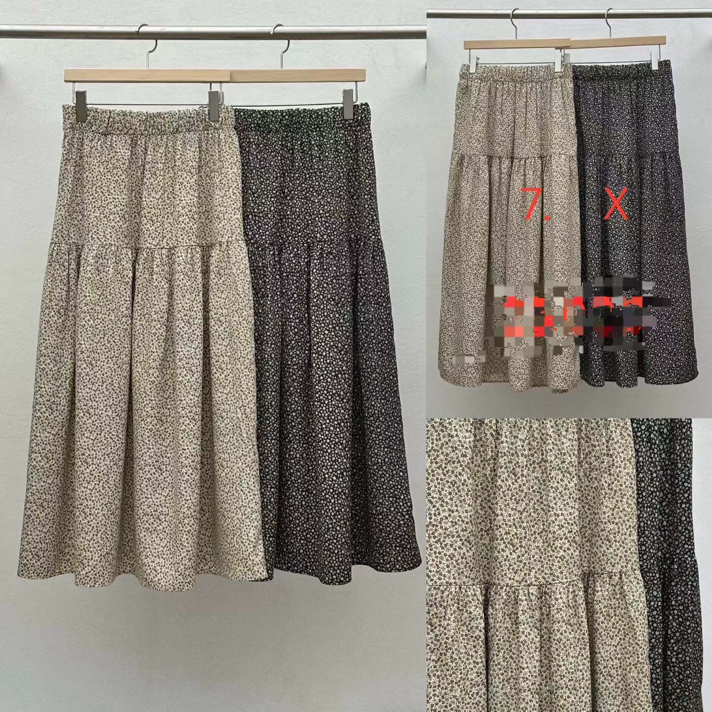 RE5421 粒粒碎花紋橡筋腰半身裙 *特價* (優惠碼同充值購物金不適用)