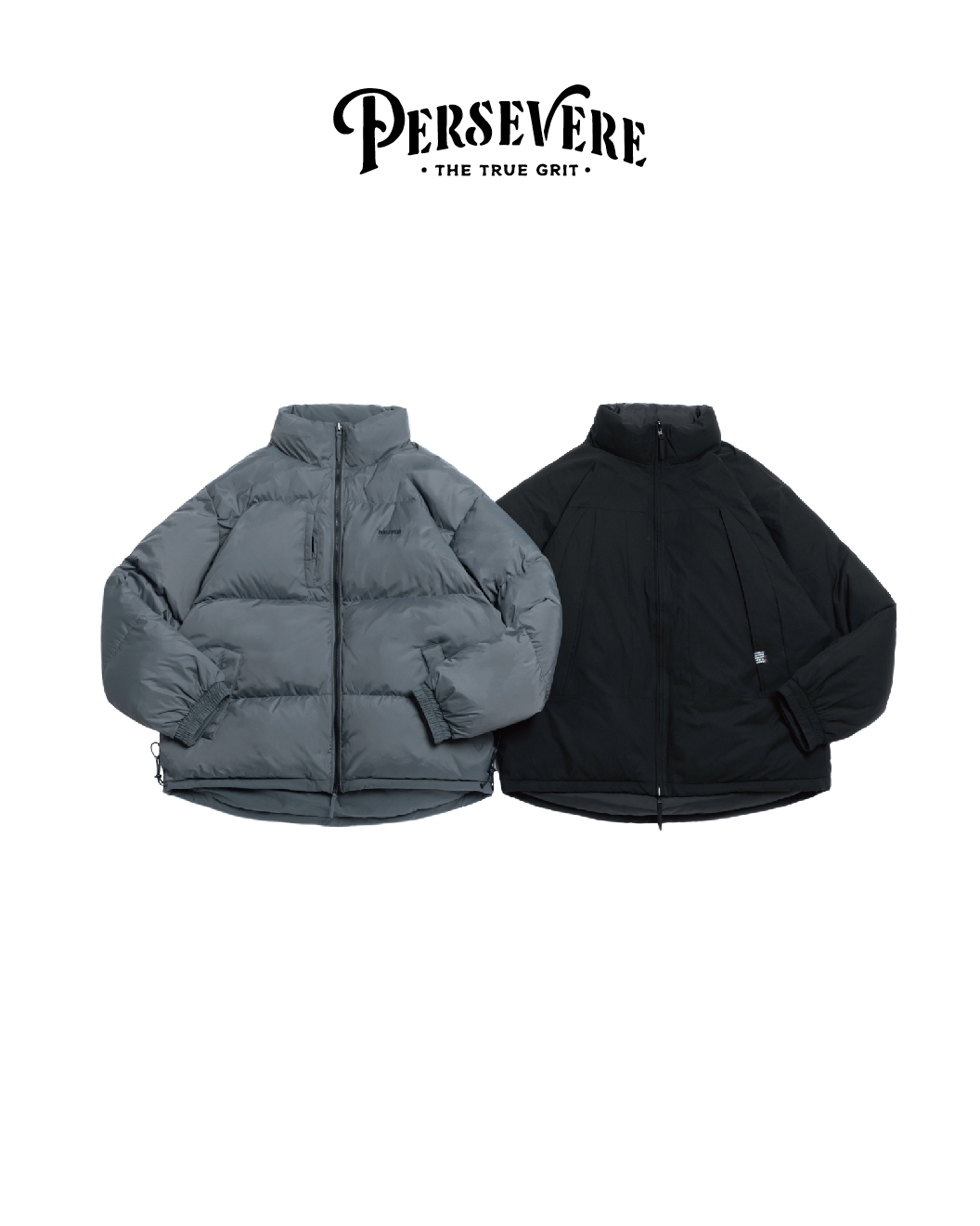 PERSEVERE 雙面穿立領保暖羽絨外套 黑/深藍灰 25 A/W Reversible Insulated Down Jacket