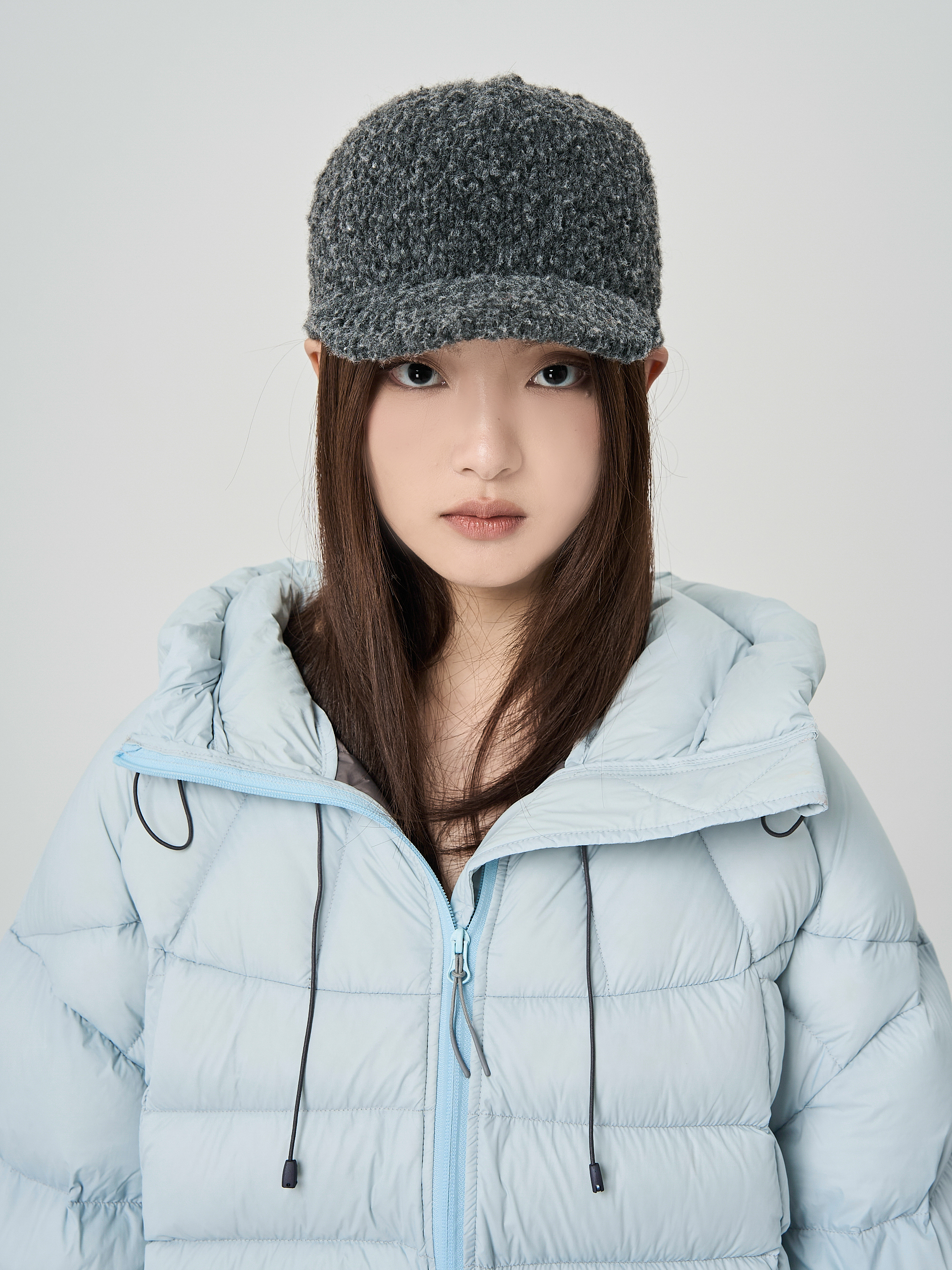 針織羊毛棒球帽-深灰