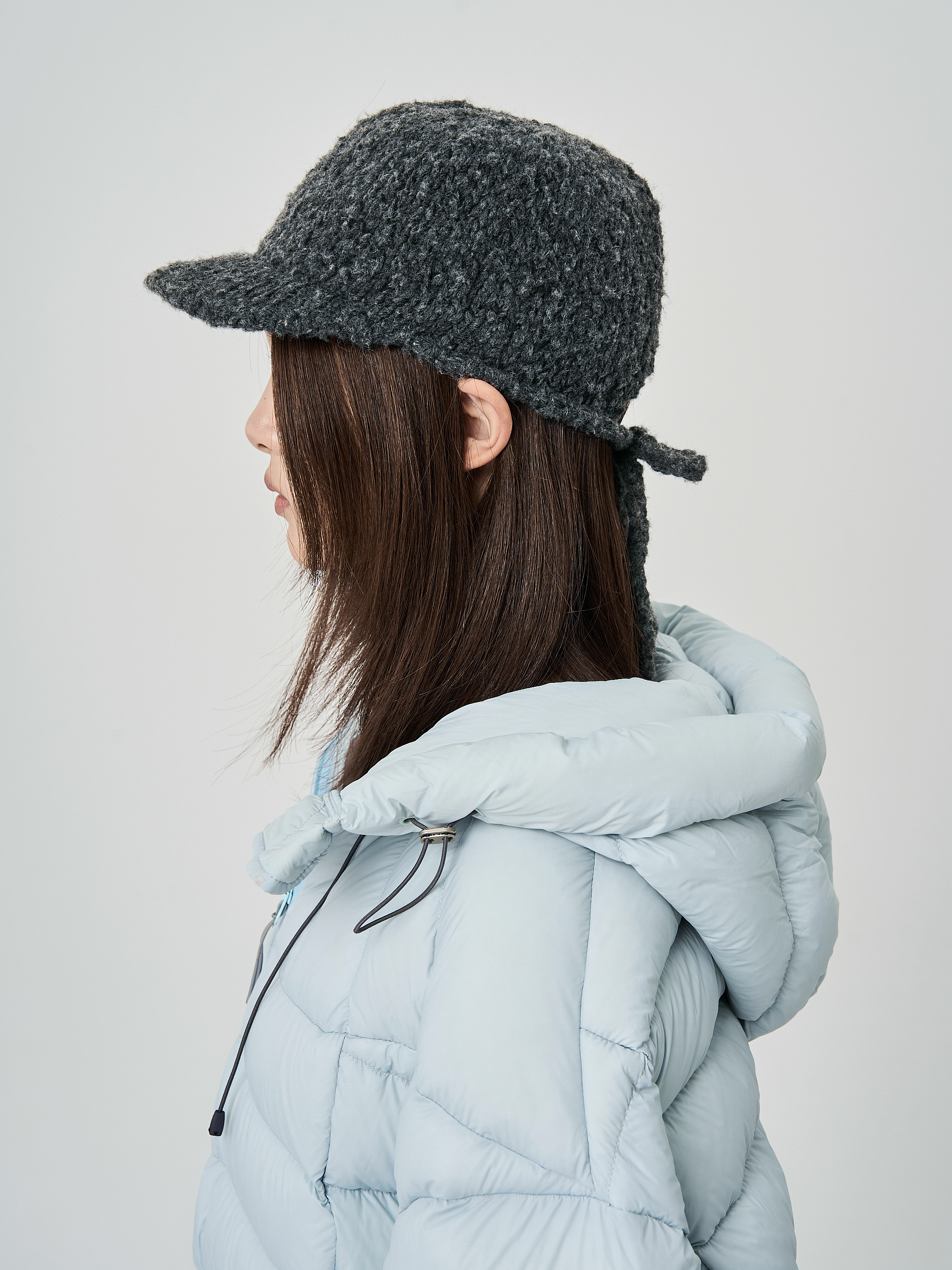 針織羊毛棒球帽-深灰