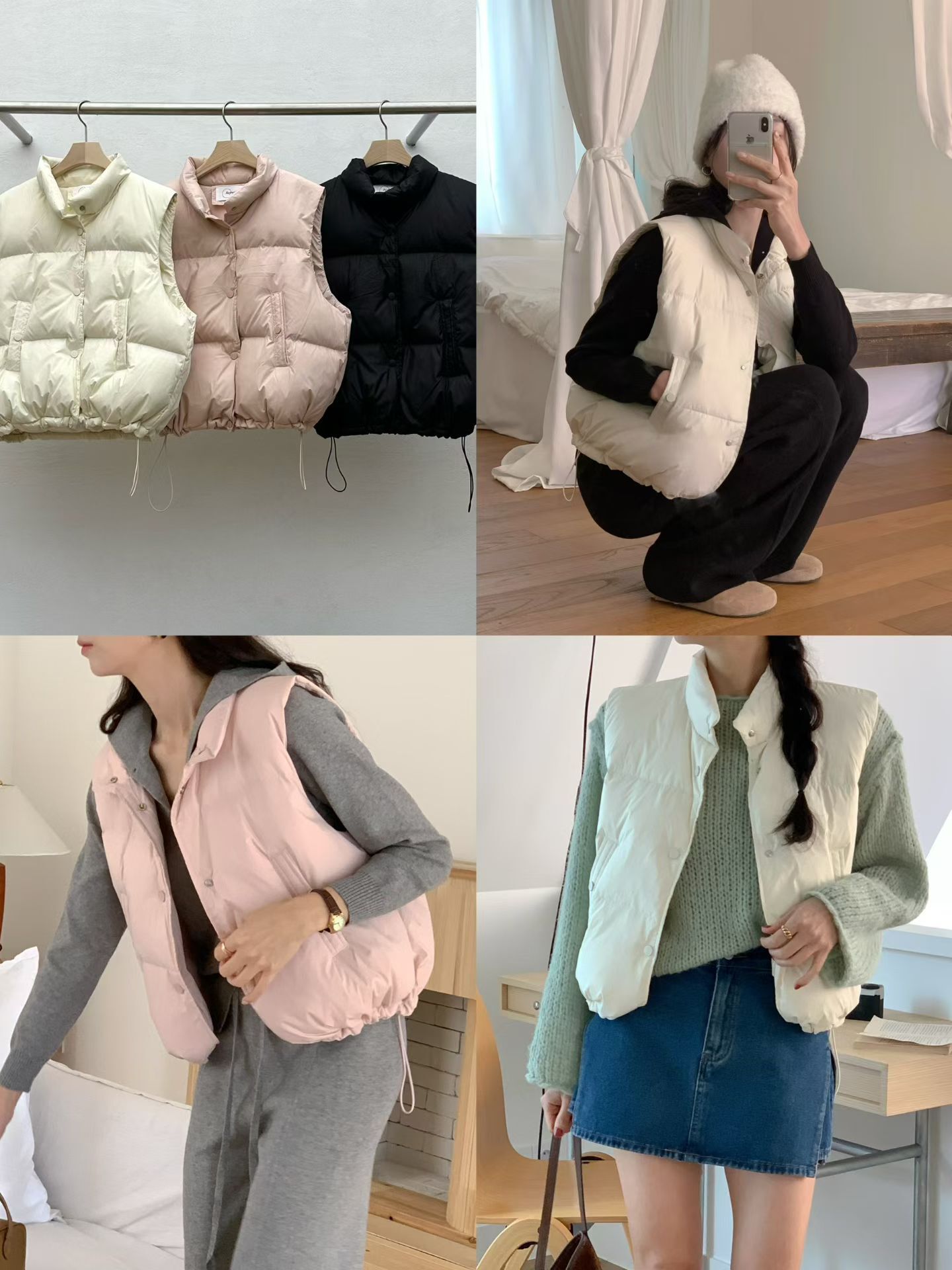 RE5427 鴨絨小企領啪扣羽絨背心 *特價* (優惠碼同充值購物金不適用)