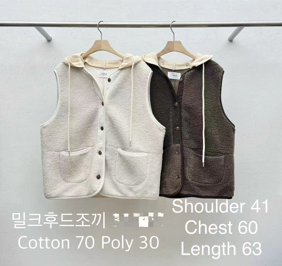 RE5428 熊啤啤排扣連帽背心馬甲 *特價* (優惠碼同充值購物金不適用)