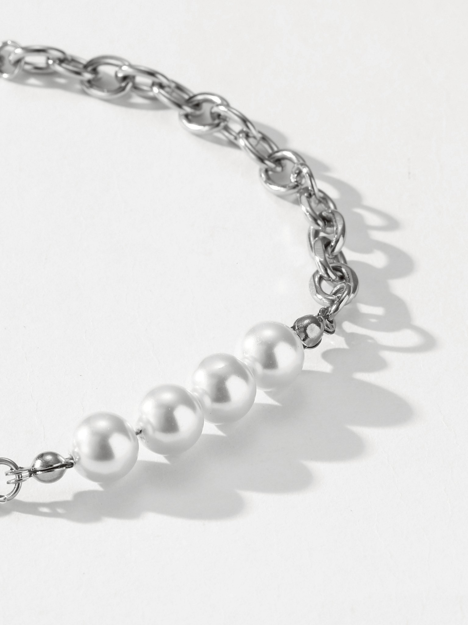 UCDF 白色珍珠 設計感 O圈練 拼接 手鏈 UCB011