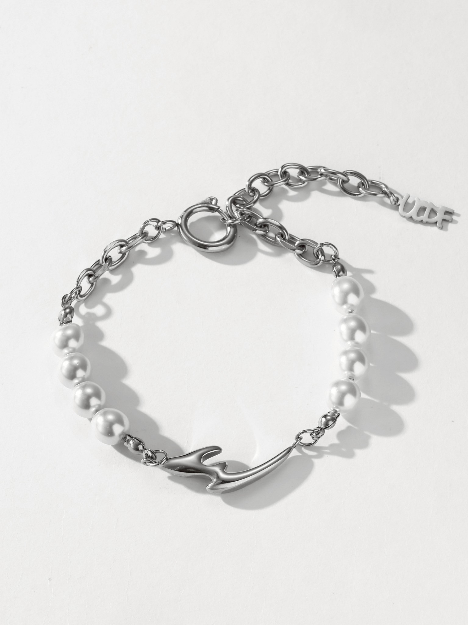 UCDF 白色珍珠 設計感 O圈練 拼接 手鏈 UCB011