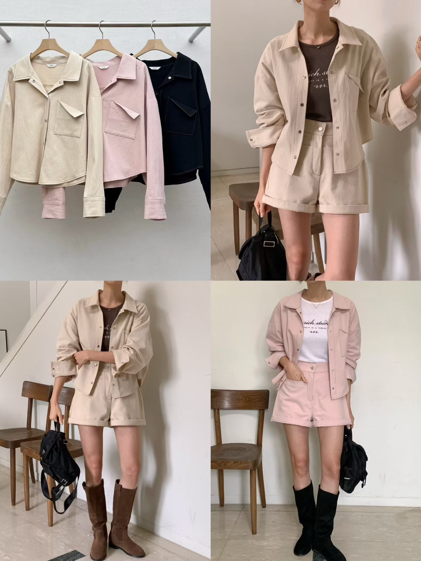 RE5431 摺角口袋翻領啪扣上衣 *特價* (優惠碼同充值購物金不適用)