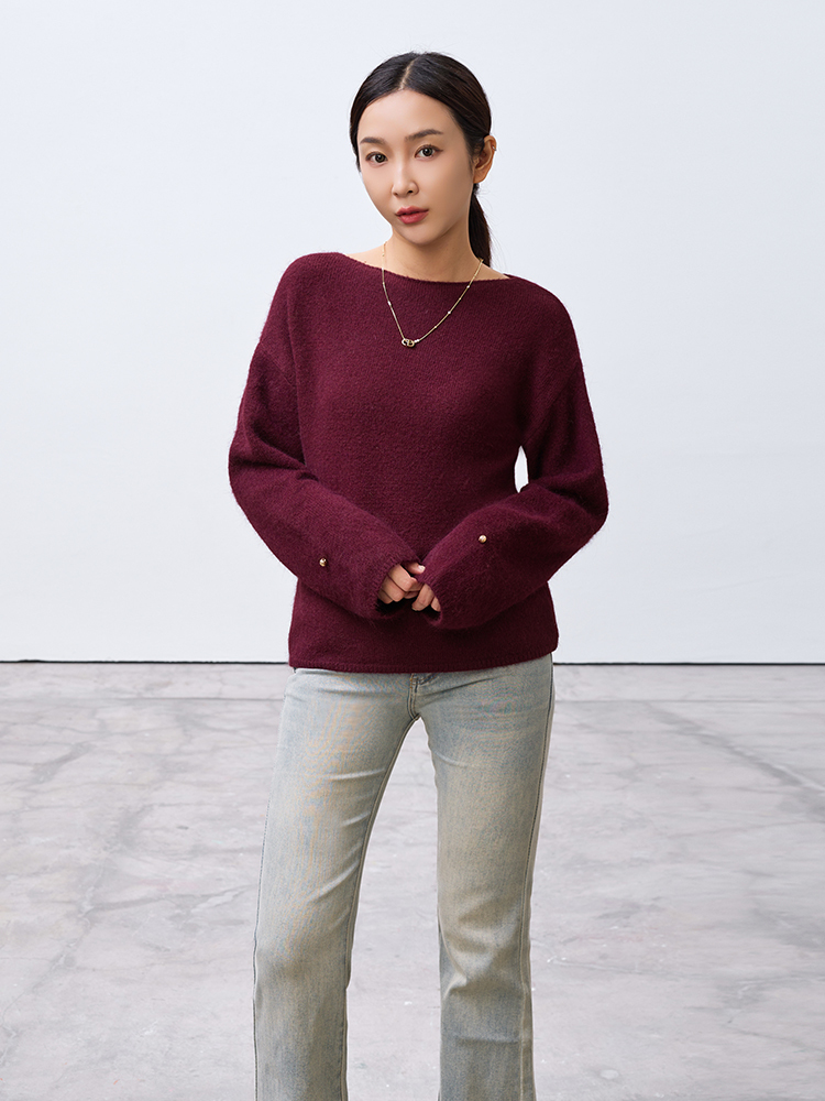 韓系軟糯針織上衣（18%兔毛）