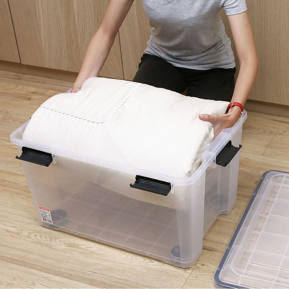 《真心良品》漢克可疊式防潮收納箱55L(附輪)2入組
