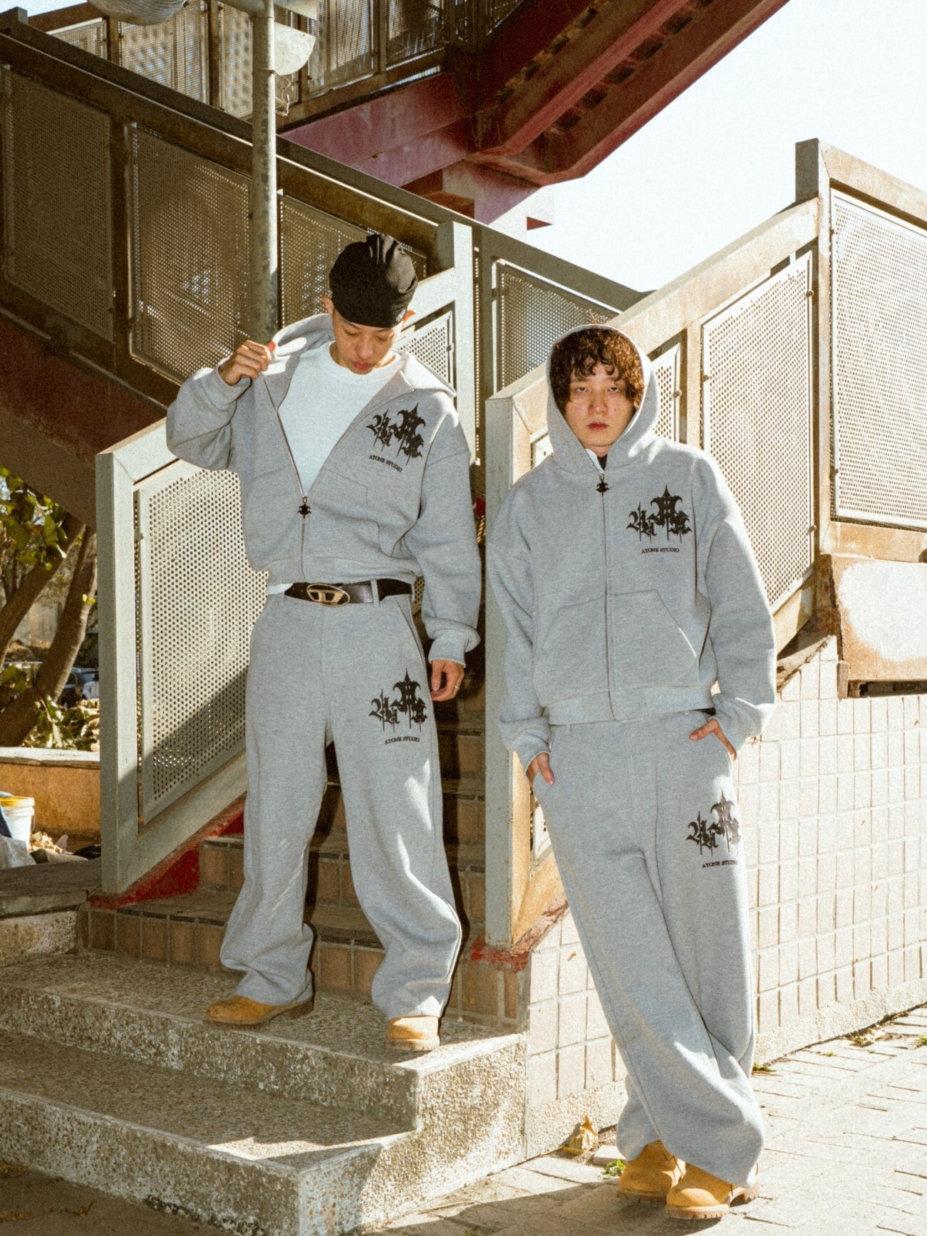 ATONE STUDIO 質感灰黑皇家Logo 華夫格長褲 ‘’ WAFFLE SETs SWEATPANTS ‘’