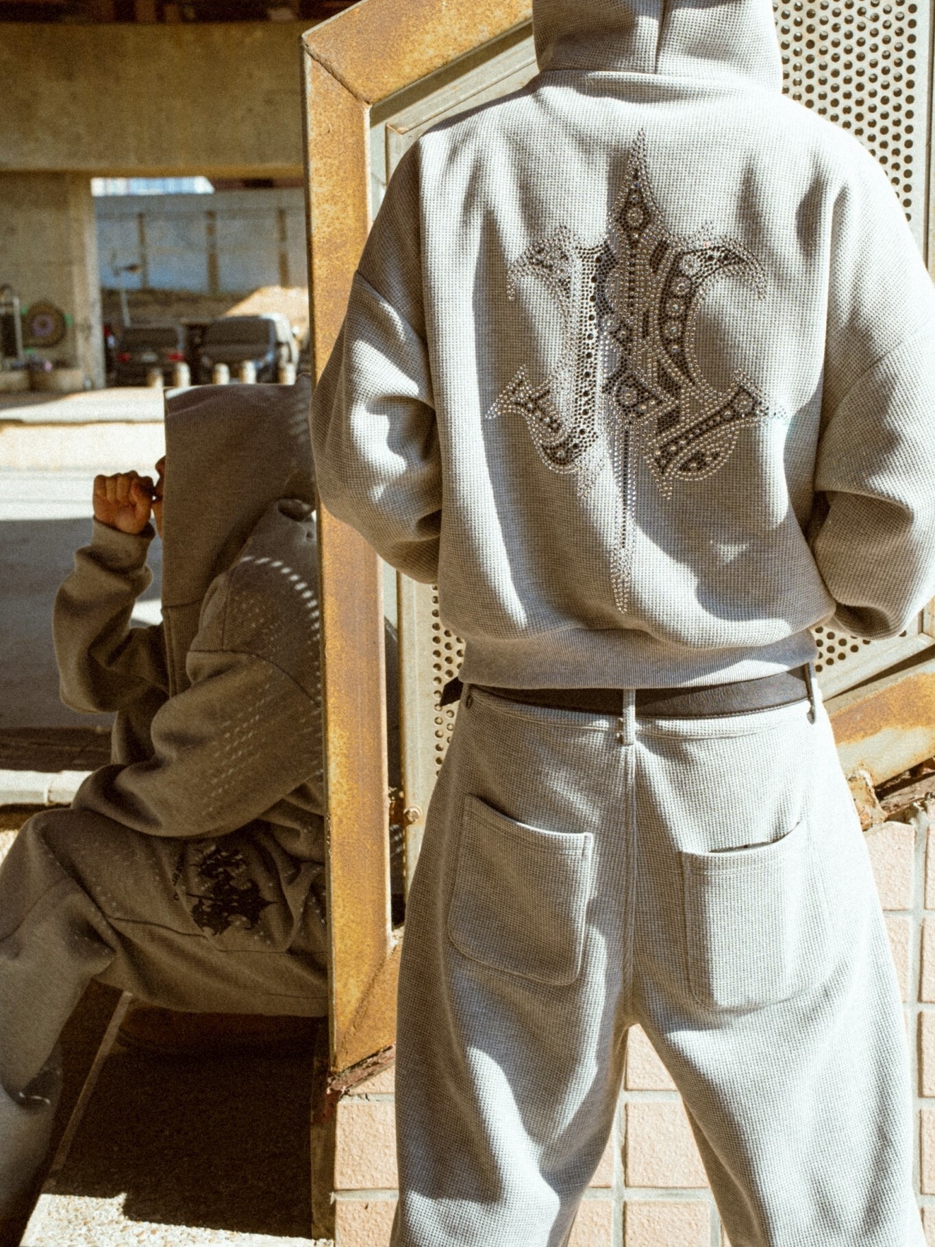 ATONE STUDIO 質感灰黑皇家Logo 華夫格長褲 ‘’ WAFFLE SETs SWEATPANTS ‘’
