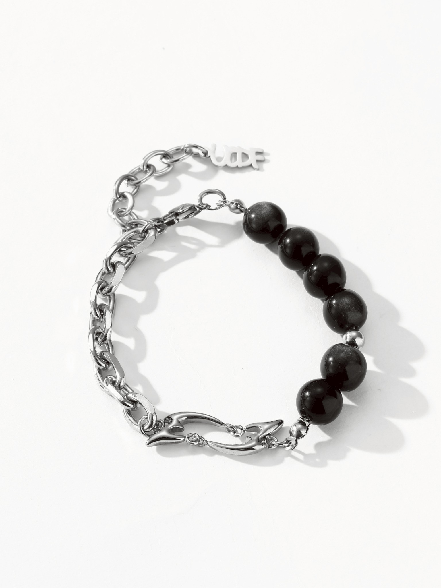 UCDF 黑色 銀曜石 串珠 設計感 手鏈 UCB009