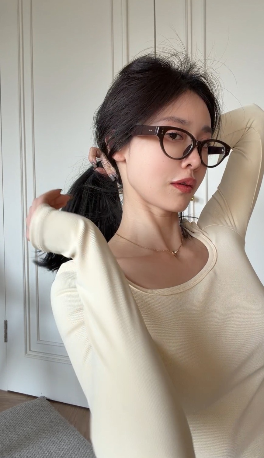 貓眼款紅褐色眼鏡