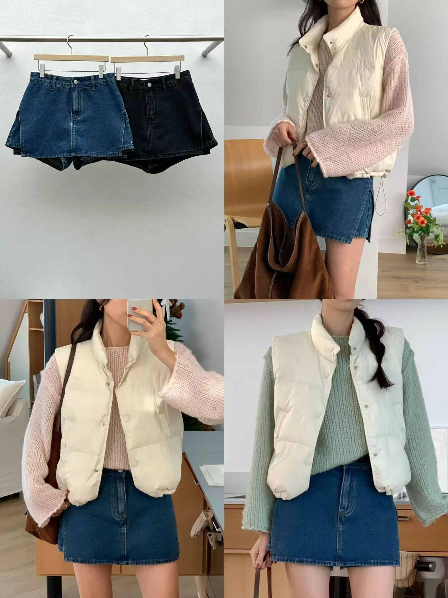 RE5435 高腰不規則下擺牛仔短裙褲 *特價* (優惠碼同充值購物金不適用)