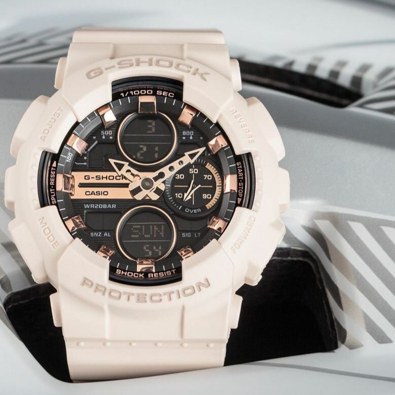 【CASIO 卡西歐】 G-SHOCK 復古的機械錶面設 耐衝擊數位雙顯 手錶 GMA-S140M-4A