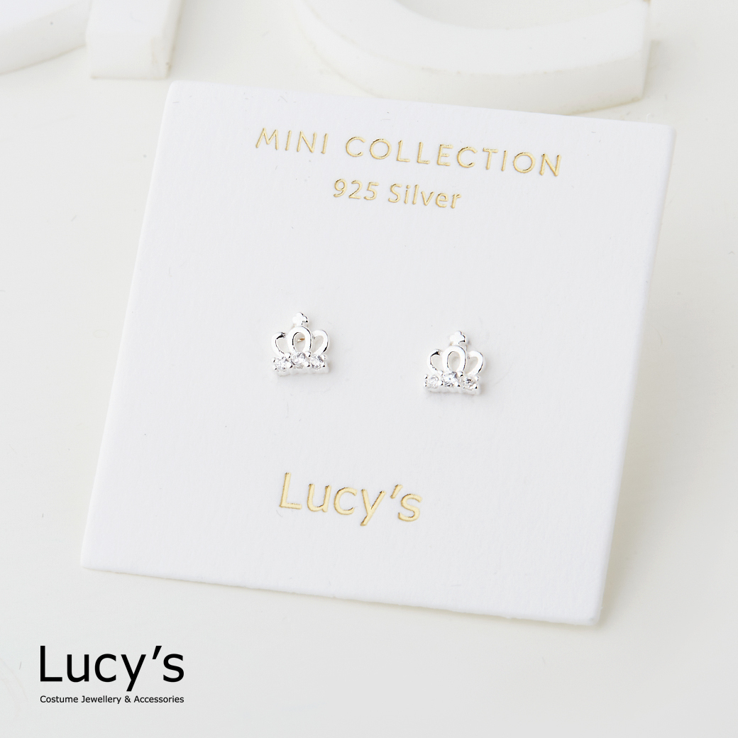 *925純銀〔輕銀系列〕皇冠 耳環 (123276)