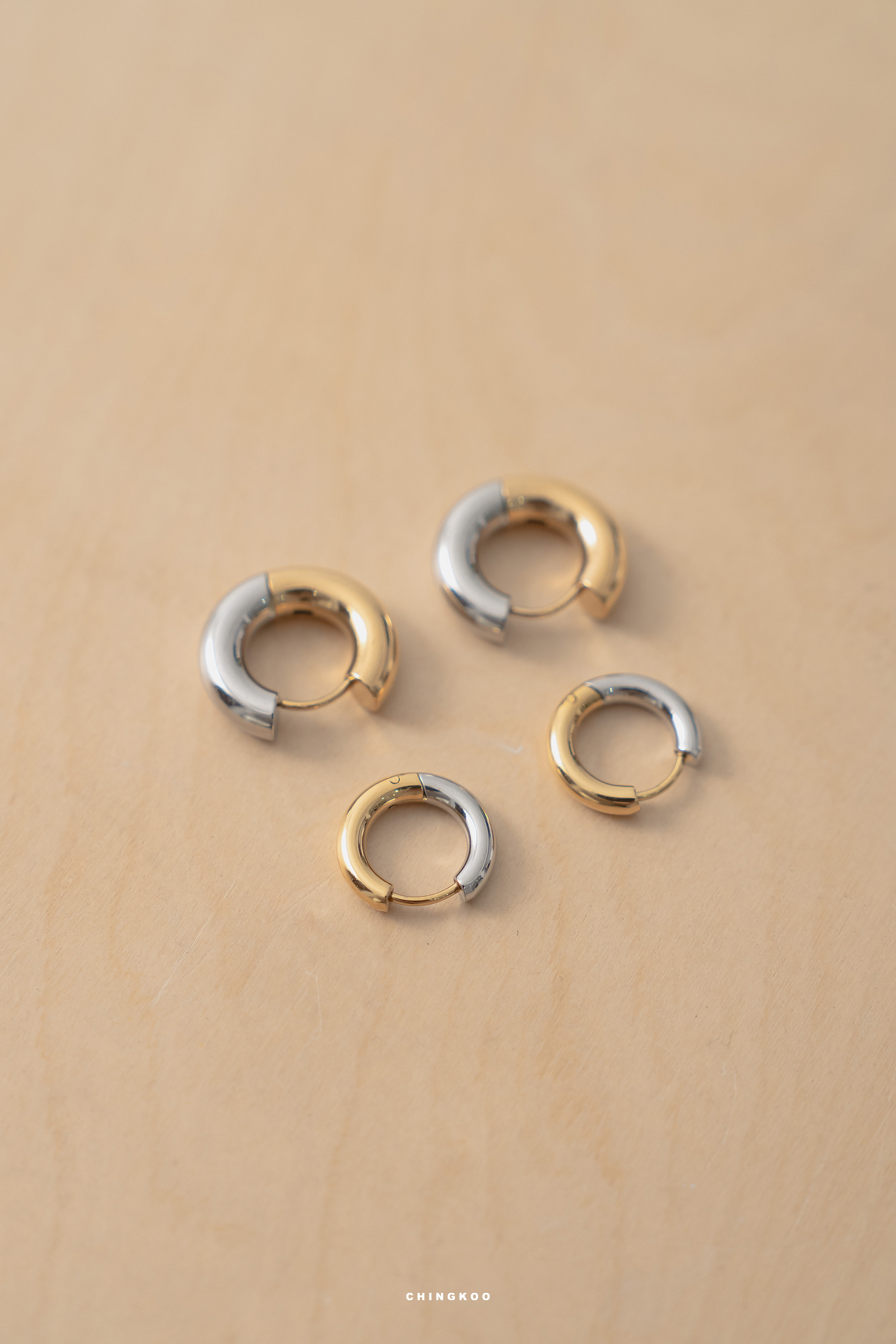 |韓國Korea|醫療鋼雙色拼接耳環