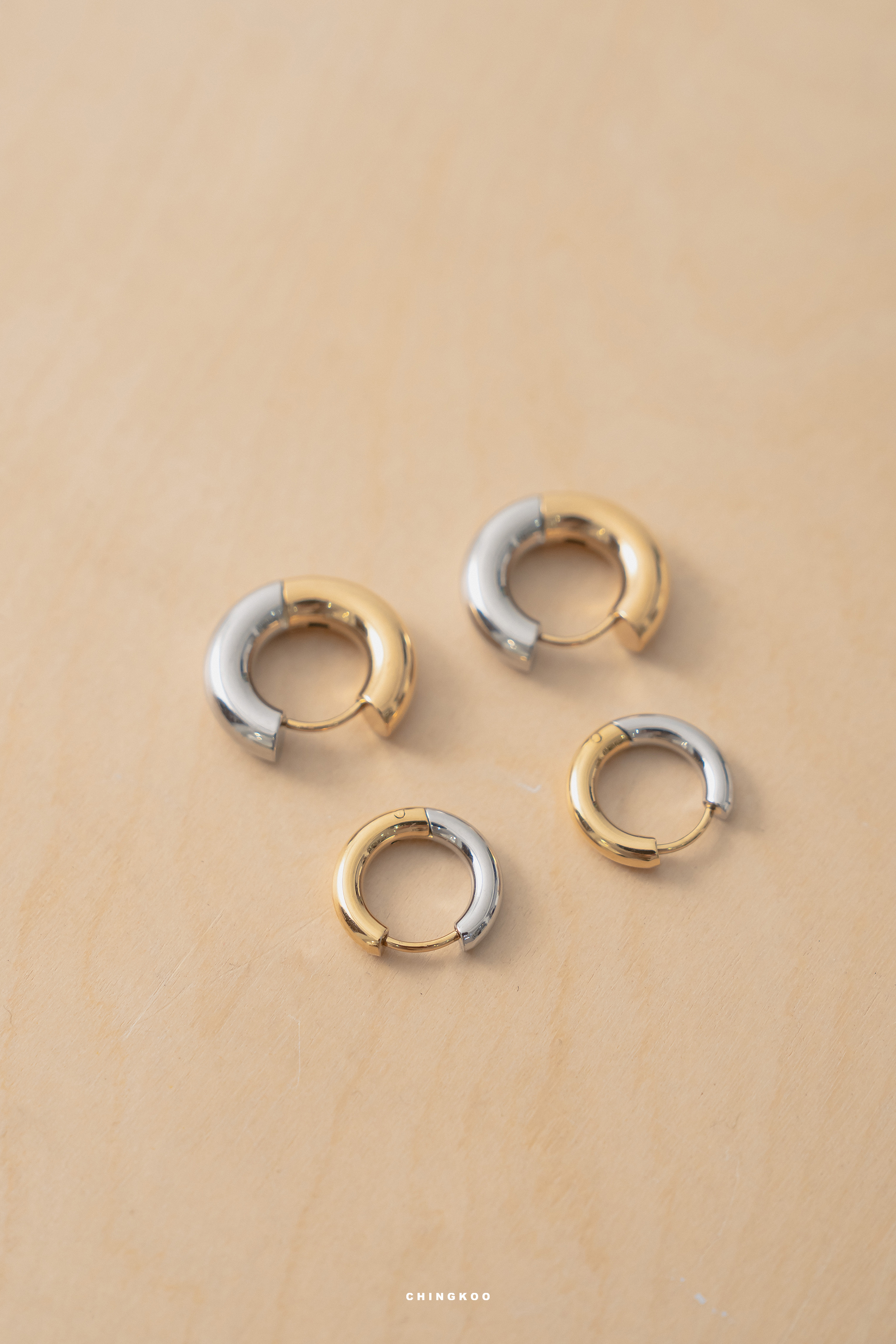 |韓國Korea|醫療鋼雙色拼接耳環