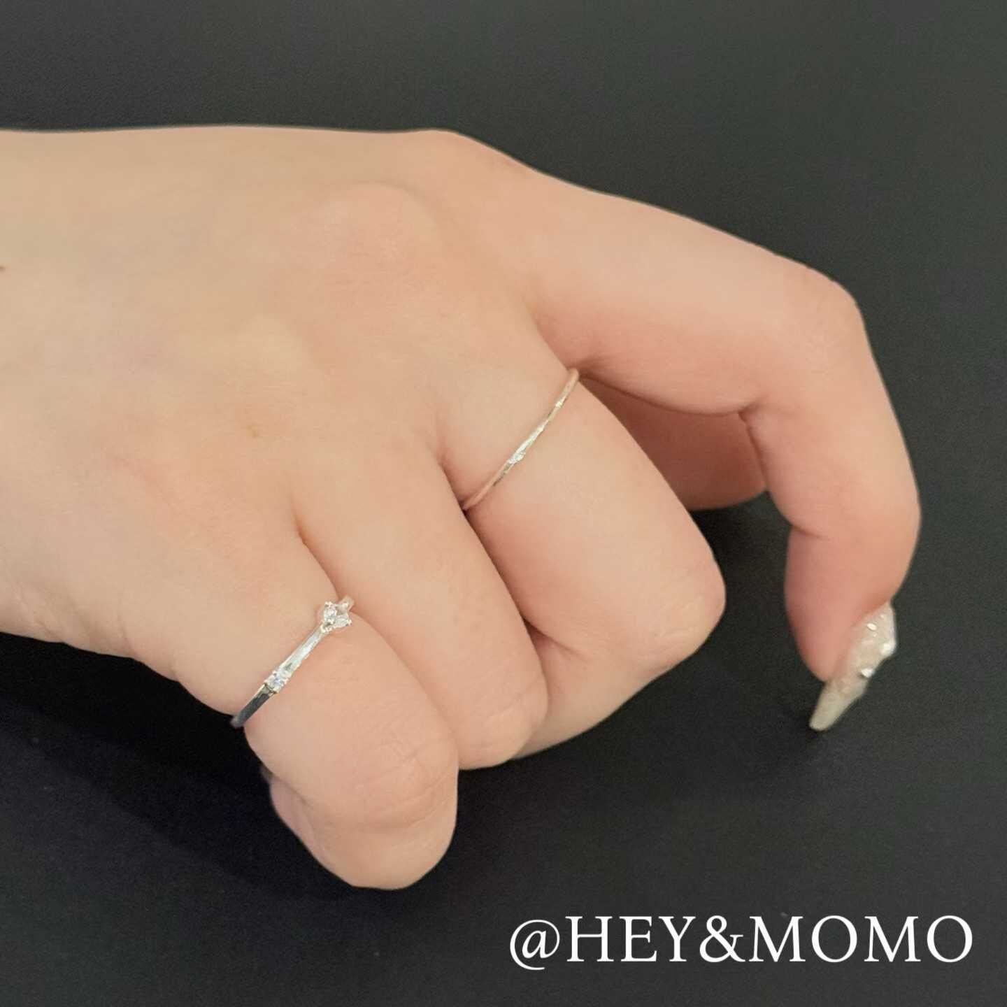 HM5401 ⚪925 銀 雙鑽四角鑽尾戒