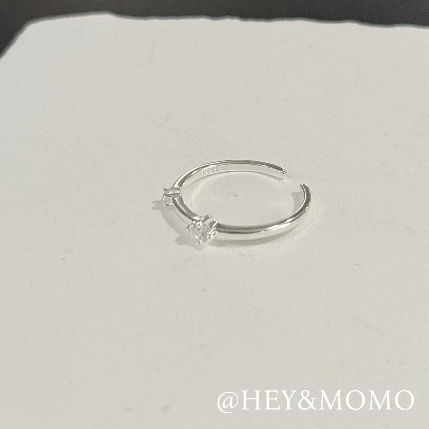 HM5401 ⚪925 銀 雙鑽四角鑽尾戒