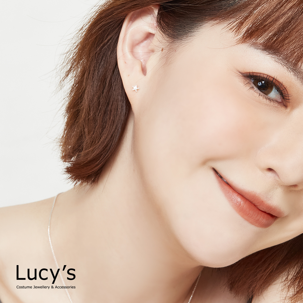 *925純銀〔輕銀系列〕五角星 耳環 (118314)