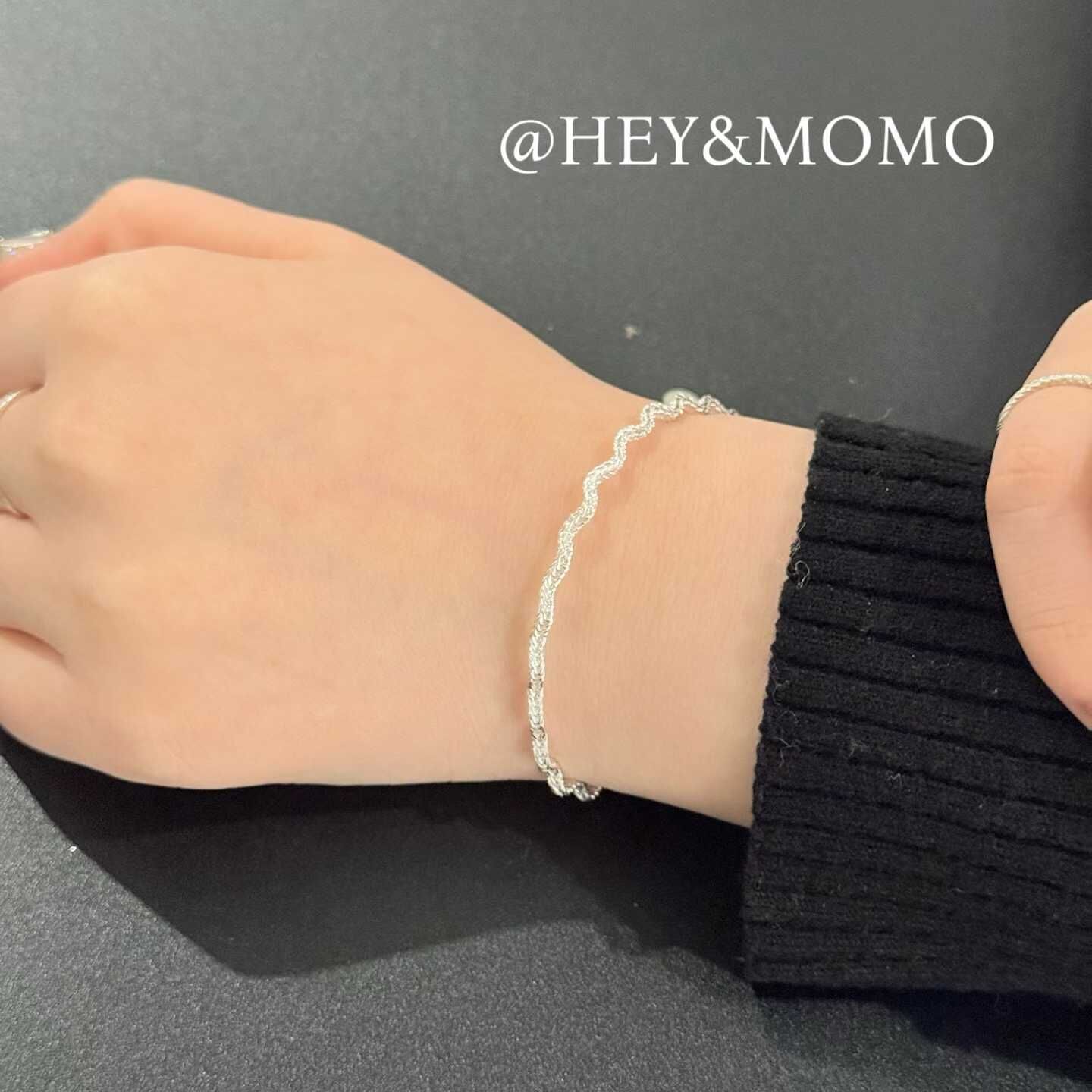 HM5402 ⚪925 銀 波浪編織鈕結手環手鍊