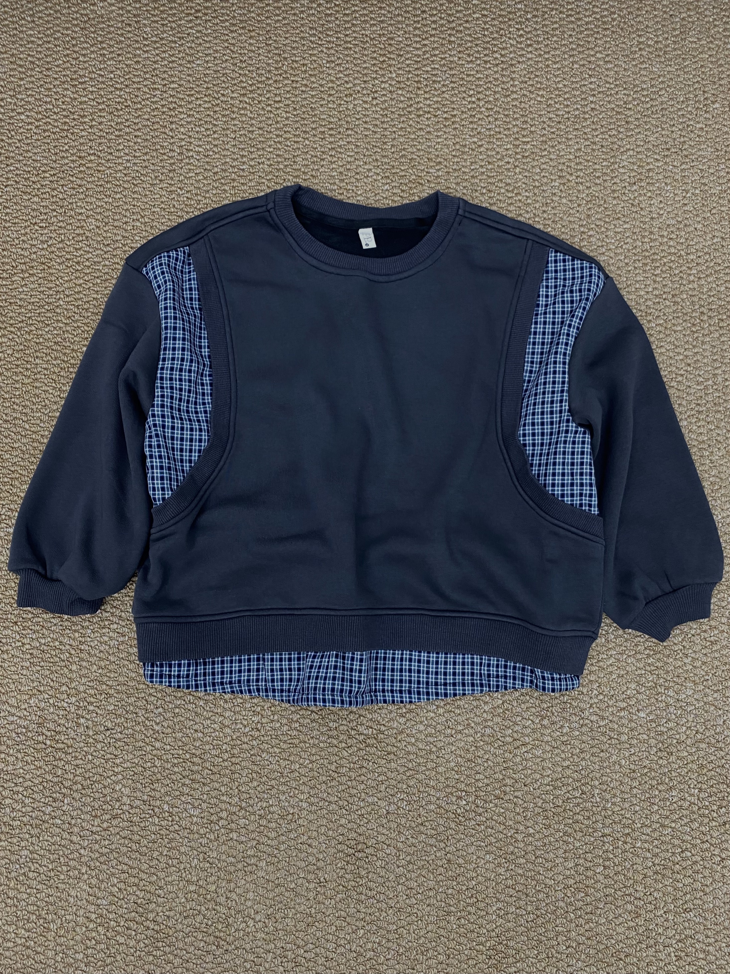 A04114格紋造型假兩件上衣