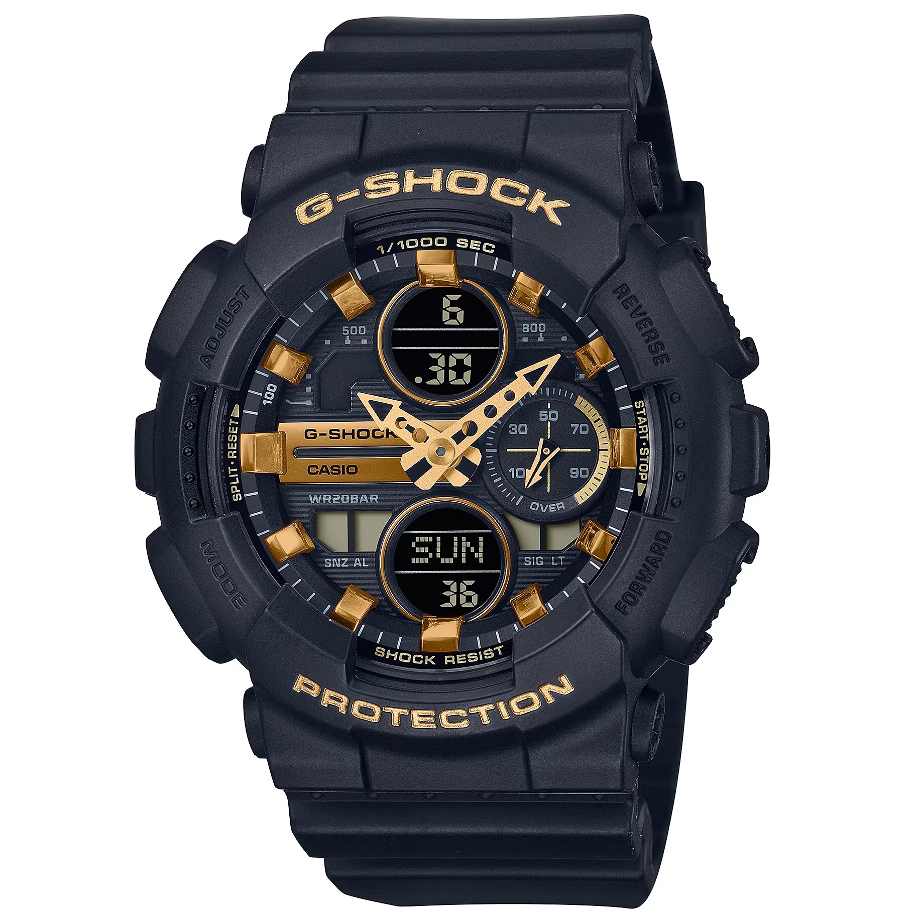 預購款【CASIO 卡西歐】 G-SHOCK 復古的機械錶面設 耐衝擊數位雙顯 手錶 GMA-S140M-1A