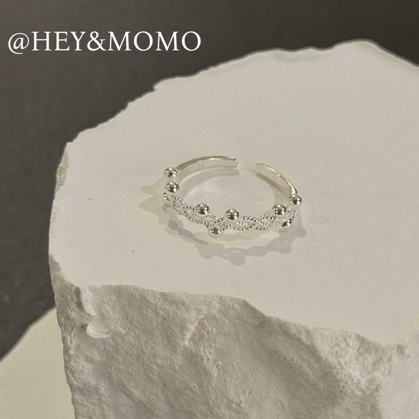 HM5407 ⚪️925 銀 蕾絲豆豆戒指