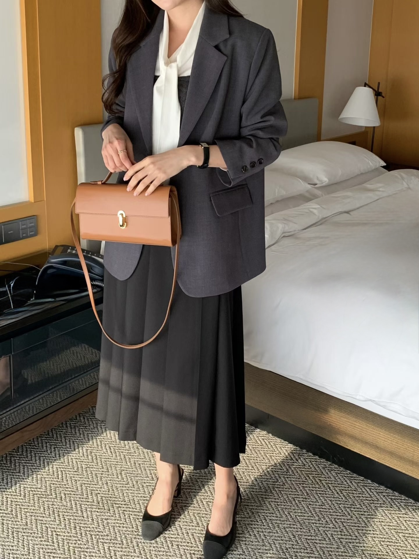 #228N245 時髦度剛好，三色長版西外