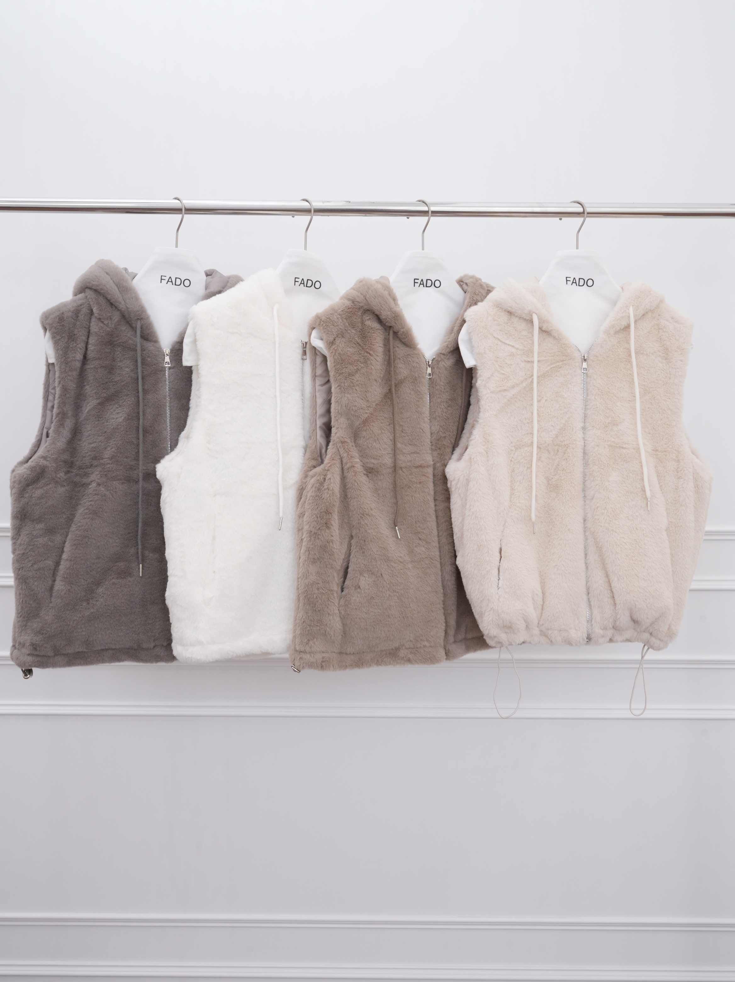 法朵Fado shop｜熊耳連帽貂毛背心 899A017 四色