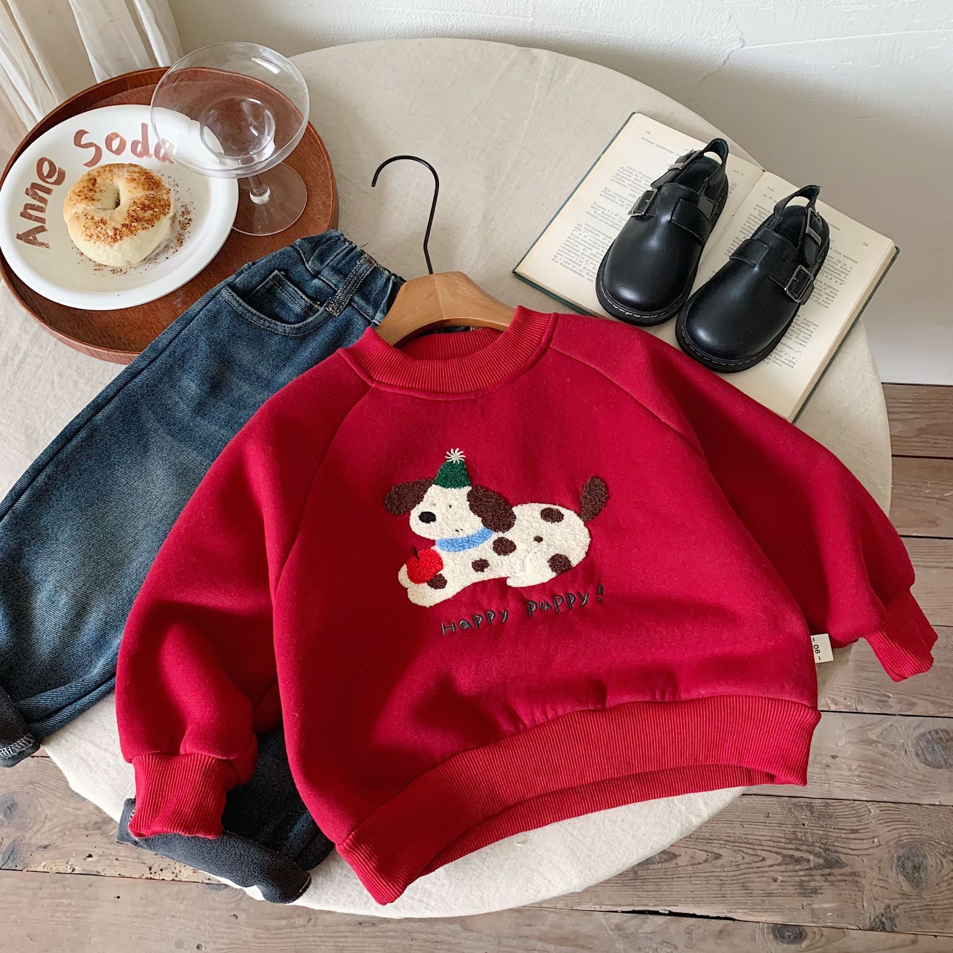《2731》韓版圓領刺繡小狗上衣(90-140)