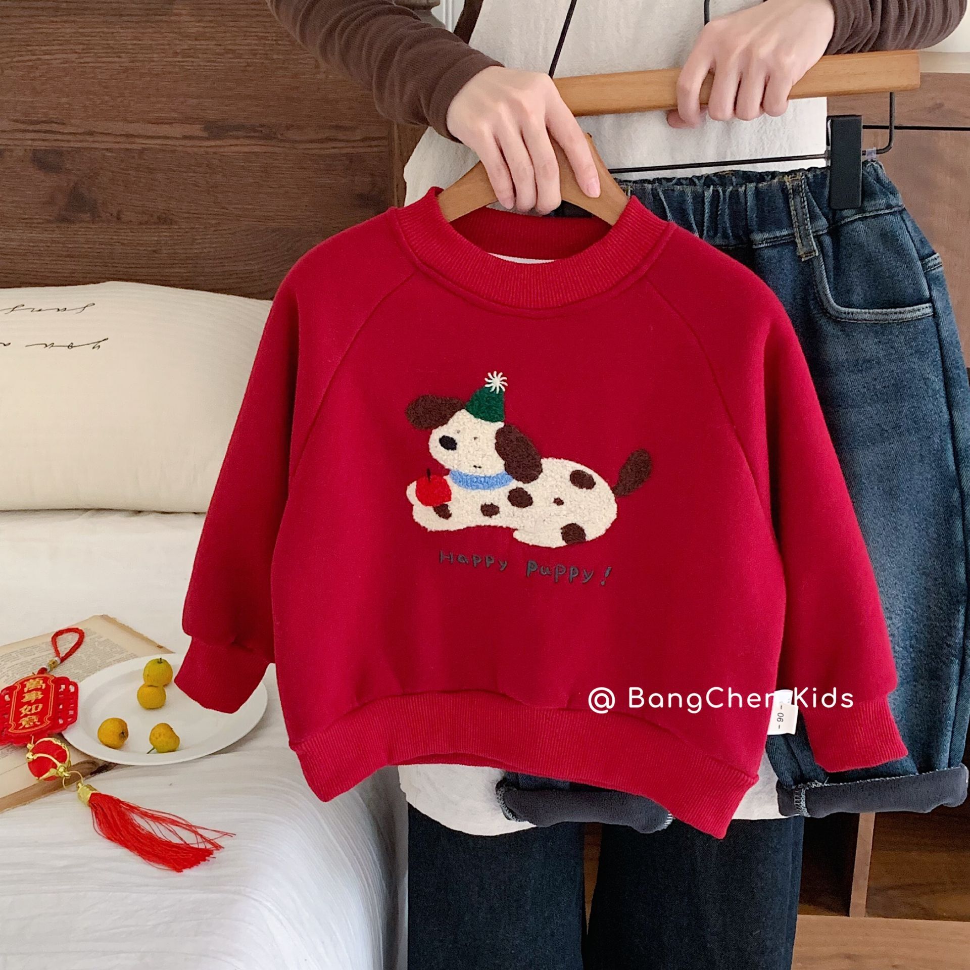 《2731》韓版圓領刺繡小狗上衣(90-140)