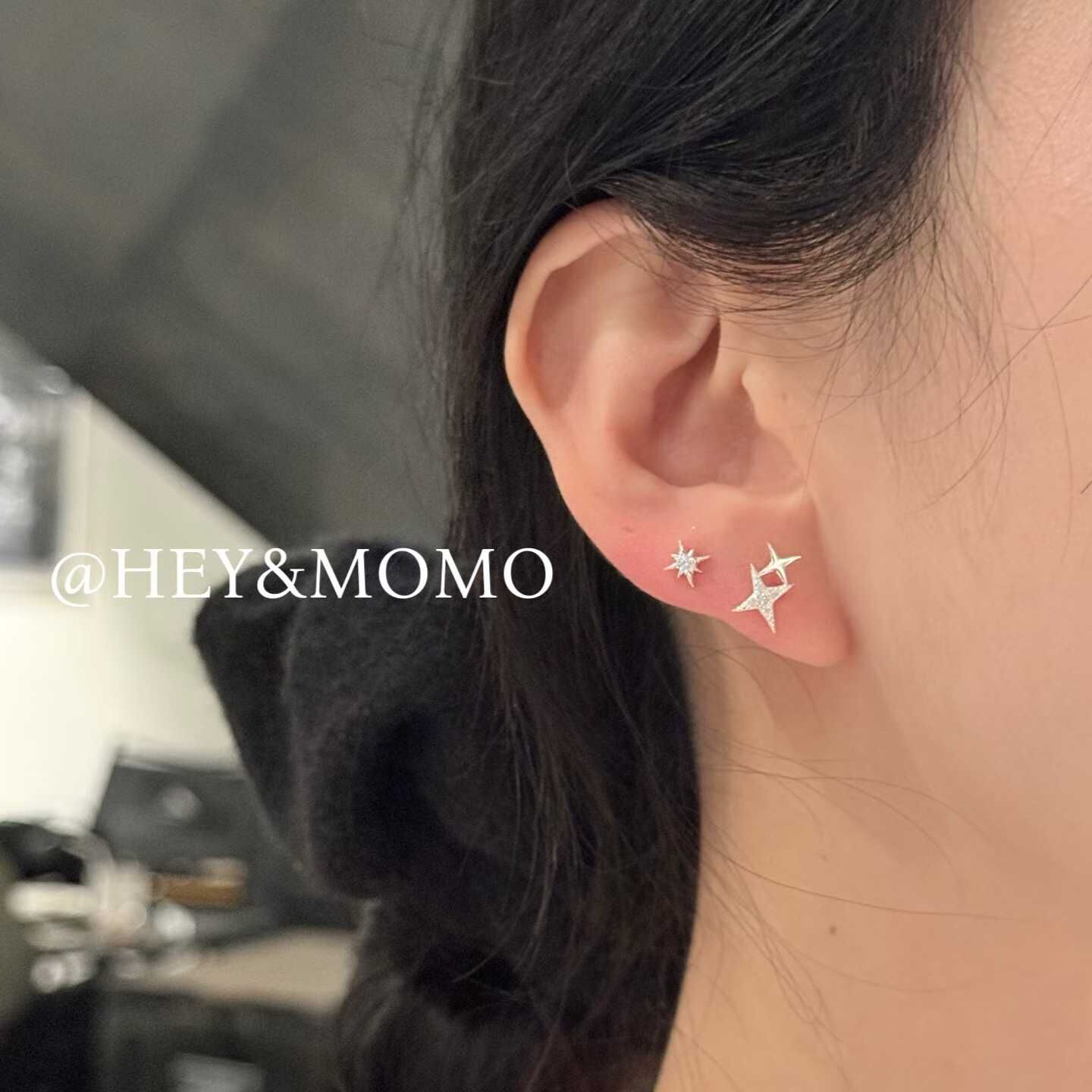 HM5417 ⚪️925 銀 閃爍芒星嵌鑽耳環