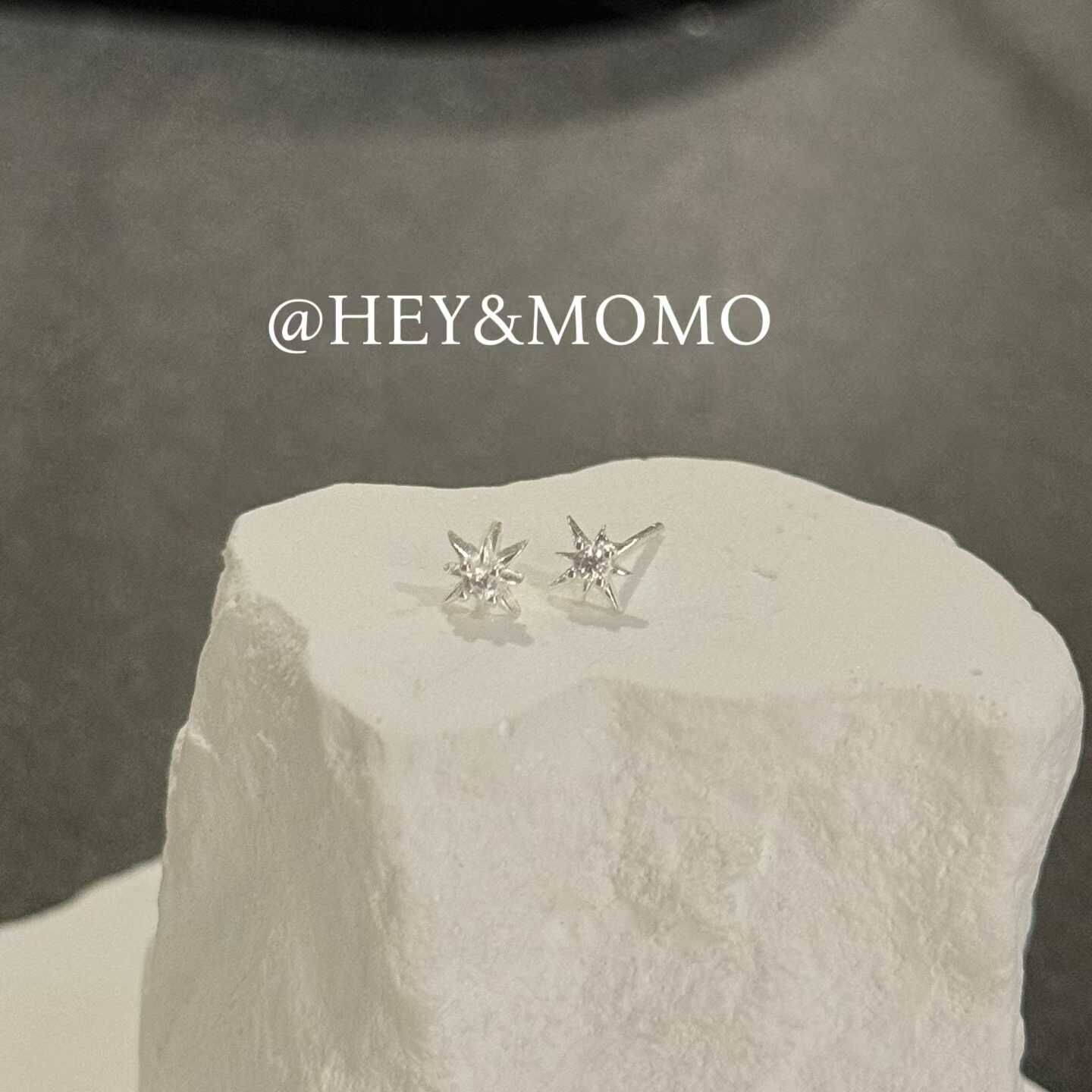 HM5418 ⚪️925 銀 迷你芒星嵌鑽耳環