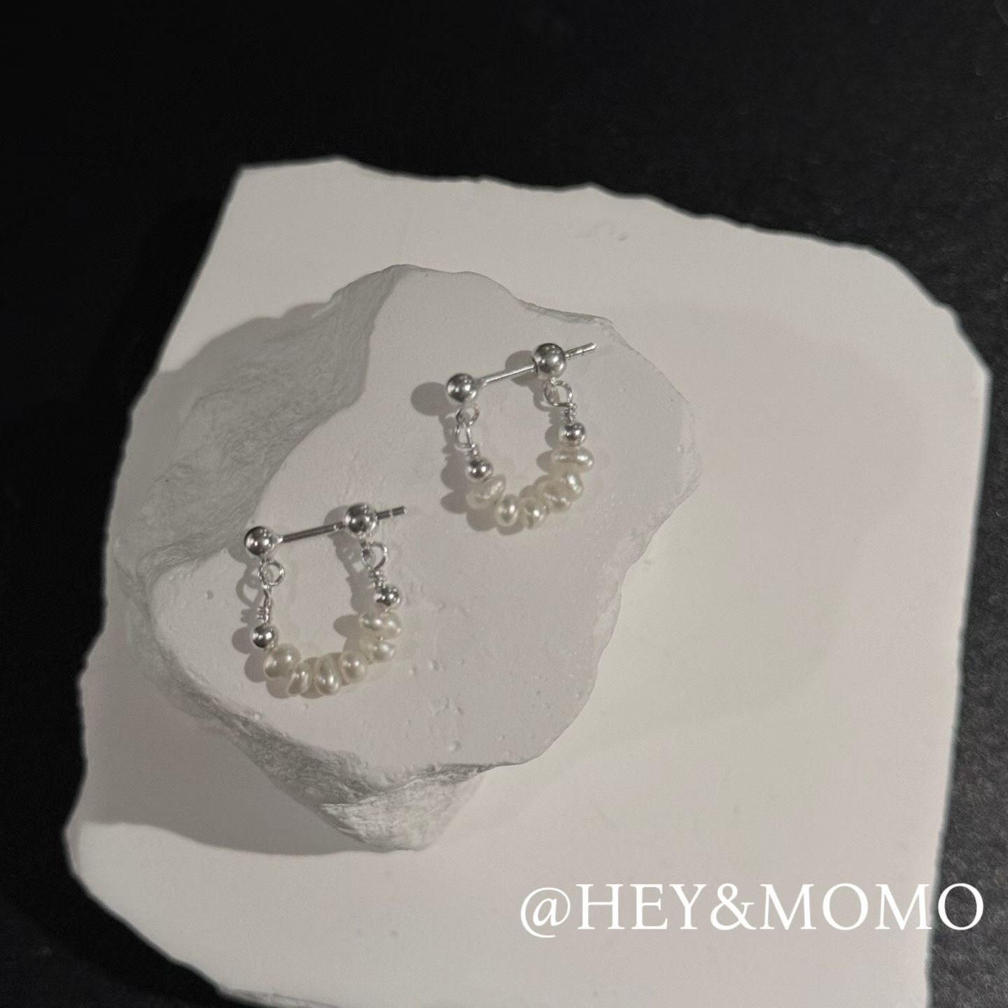 HM5420 ⚪️925 銀 淡水珍珠銀球耳圈
