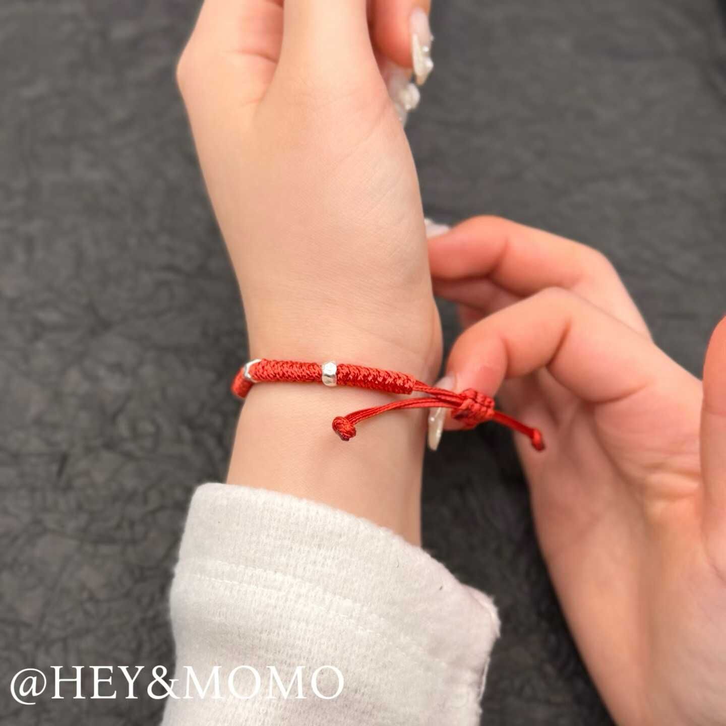 HM5421 ⚪️925 銀 新年紅重磅銀編織紅繩