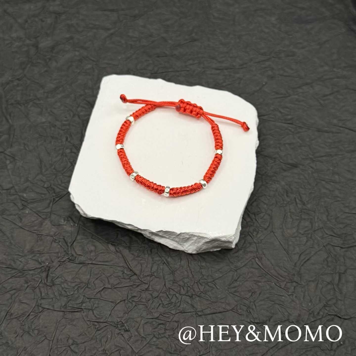 HM5421 ⚪️925 銀 新年紅重磅銀編織紅繩