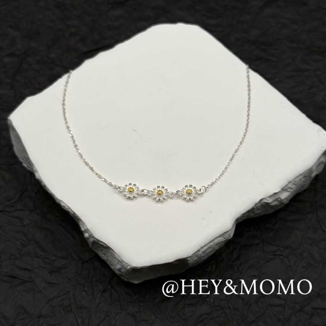 HM5424 ⚪️925 銀 立體三顆小雛菊項鍊