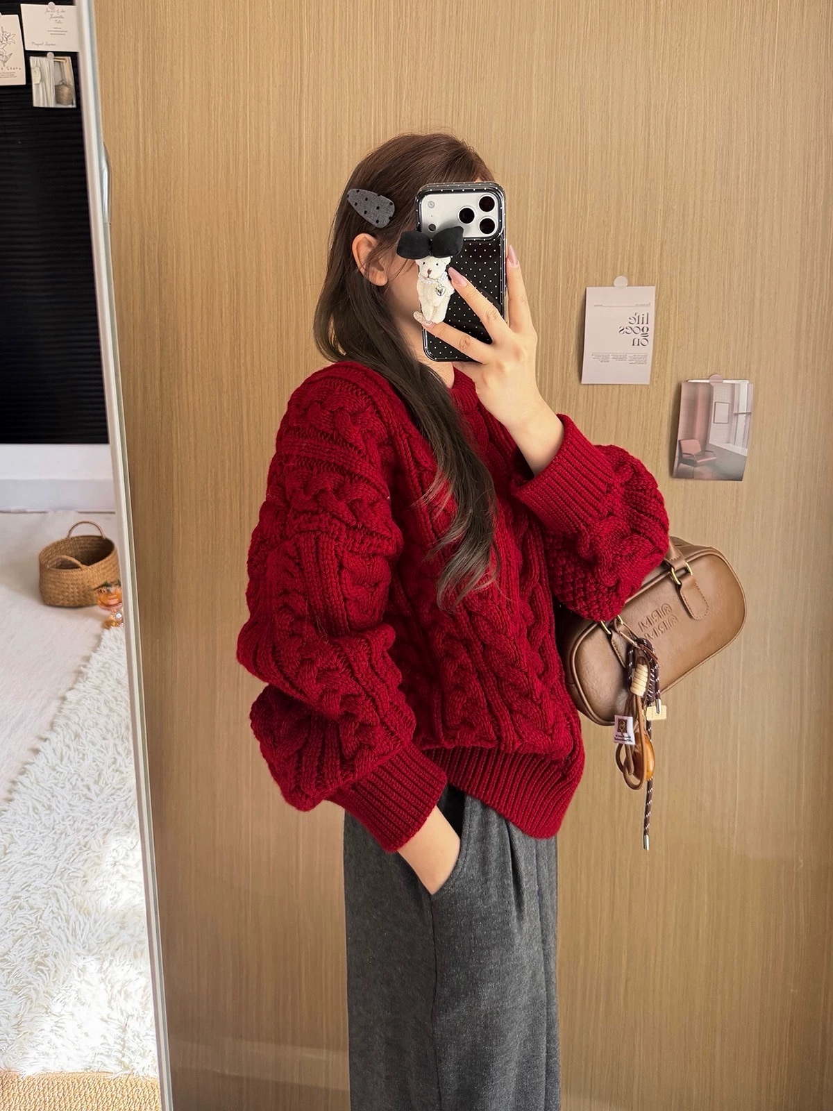 立體麻花圓領毛衣/三色