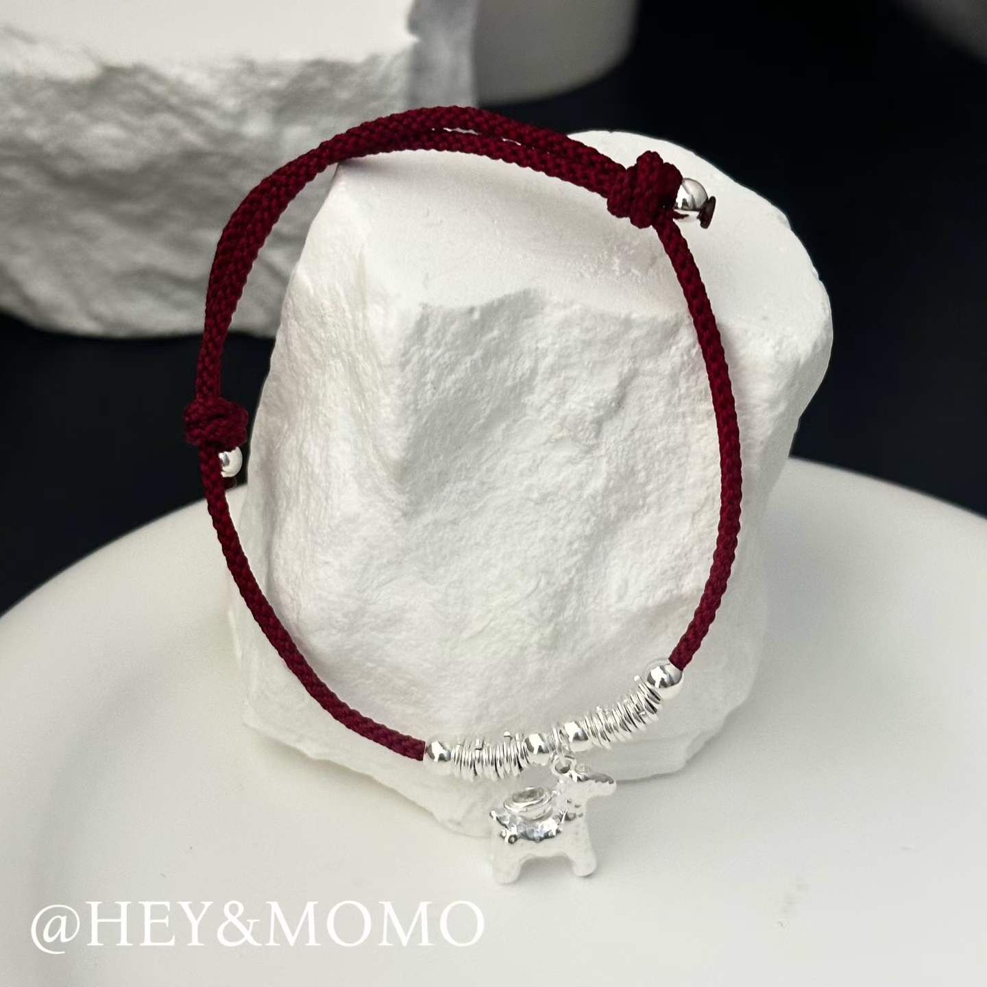 HM5430 ⚪️925 銀 紅繩馬上有錢花抽拉手鍊