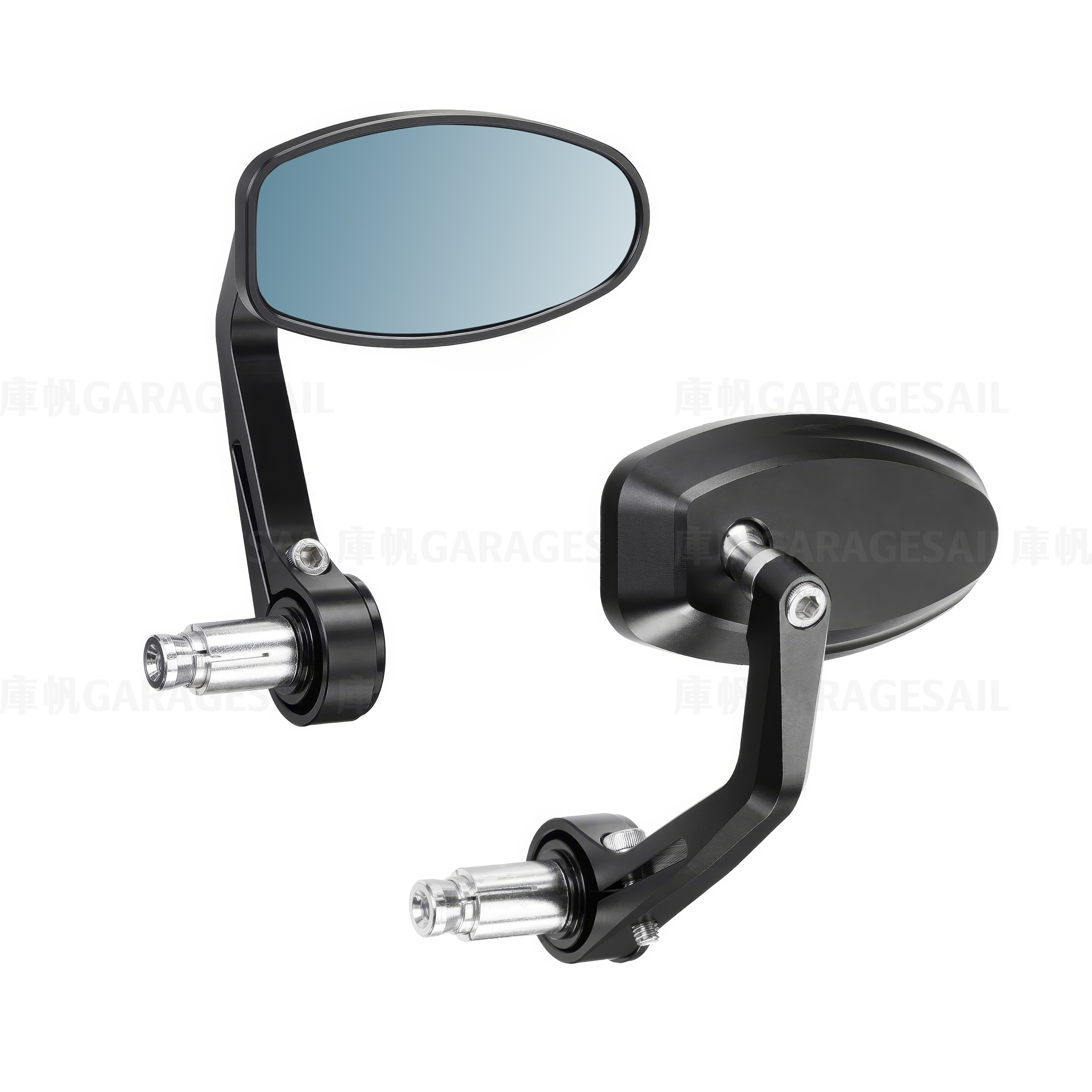 CNC 把手端 後照鏡 橢圓 C2 - 黑